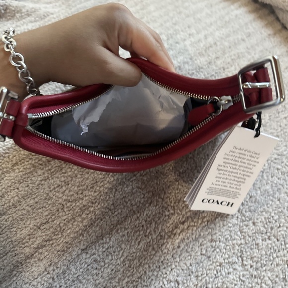 Coach Hamptons Hobo Bag In Signature Textile Jacquard Ruby Silver - Picture 7 of 11